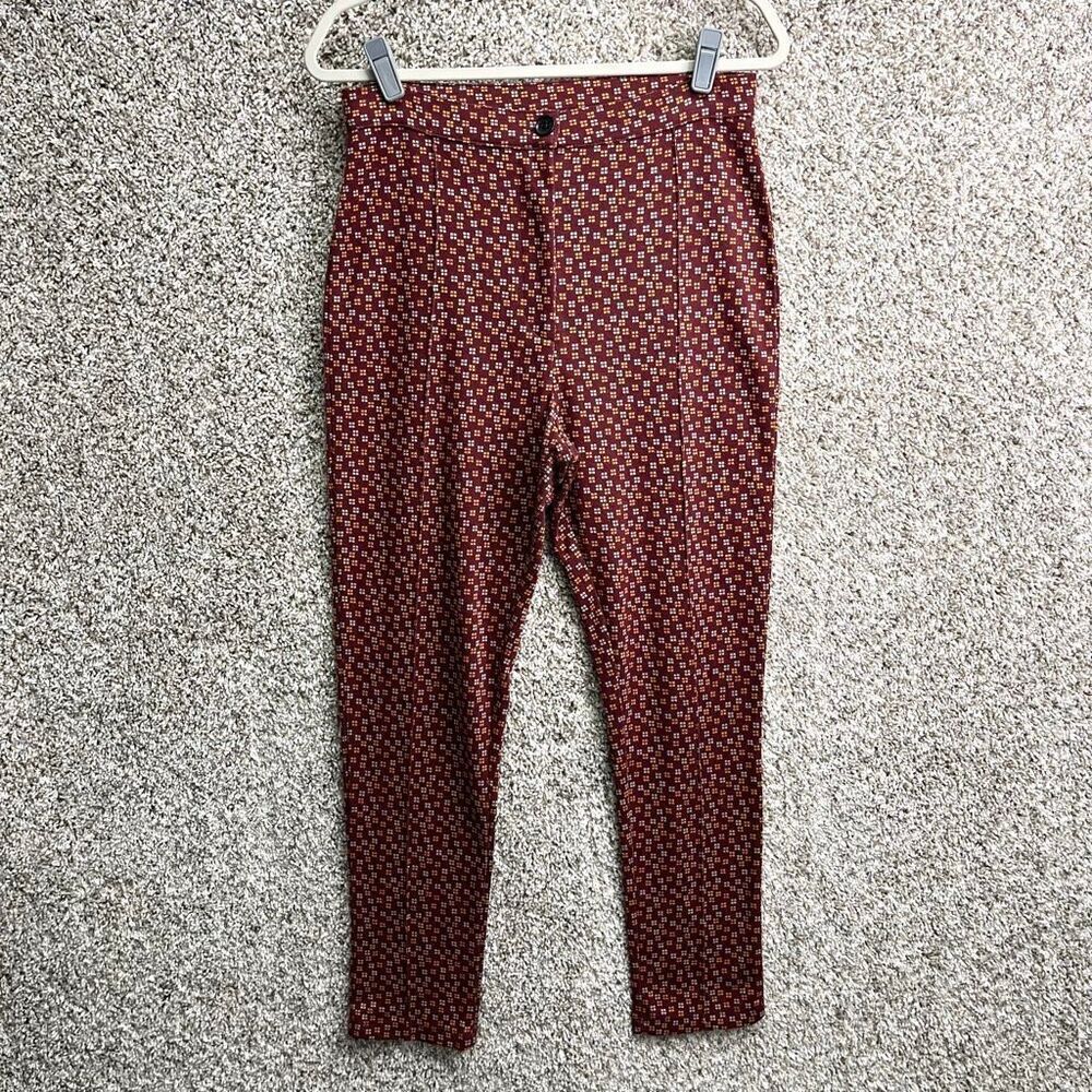 Free People Red Patterned Pants in‎ Size 8